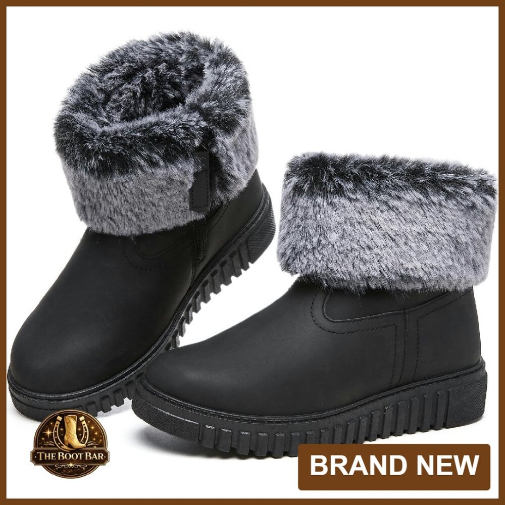 Women's Winter Boots Waterproof Faux Fur Lined Ankle Boots Zipper